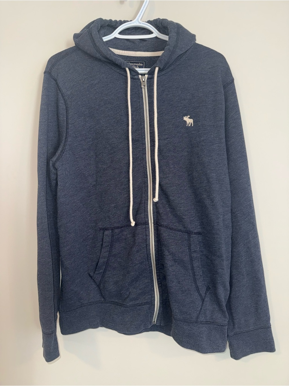 Abercrombie & Fitch Men's Dark Navy Zip-Up Hoodie Sweater